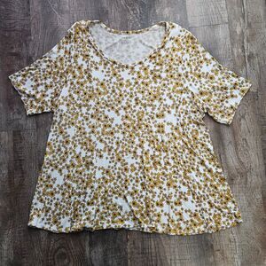 Lane Bryant Yellow Floral Swing Tee